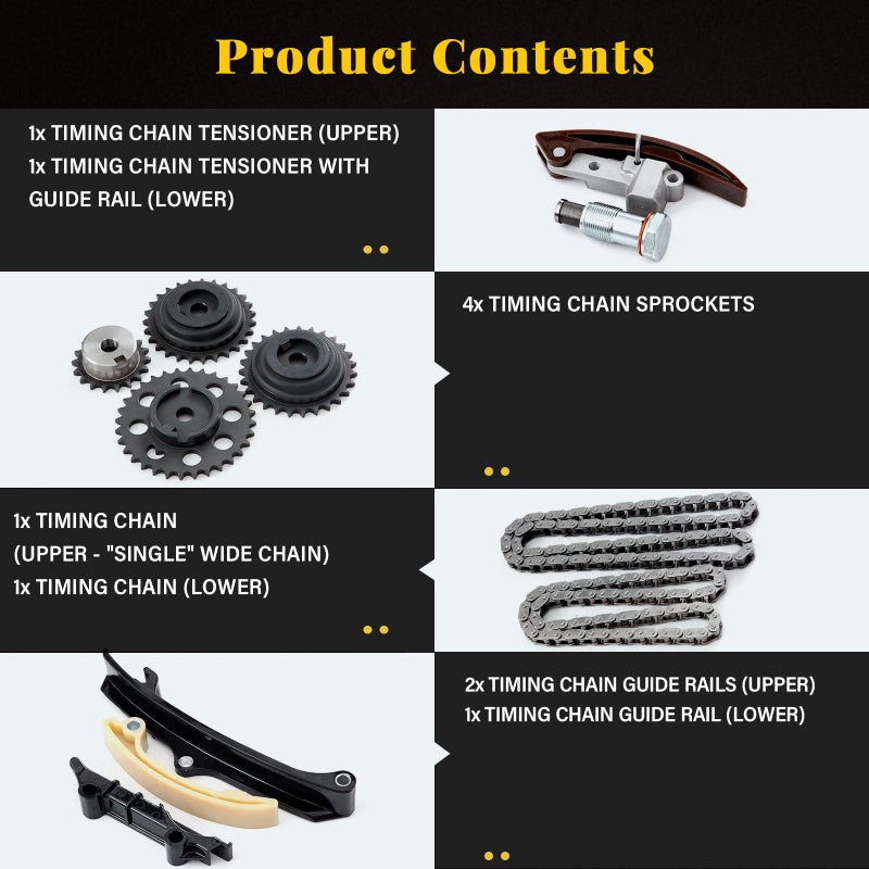 OCPTY Timing Chain Kit fit 1999-2000 for Volkswagen EuroVan 2.8L1999-2002 for Volkswagen Golf 2.8L 1999-2002 for Volkswagen Jetta 2.8L 1999-2000 for VW EuroVan 2.8L 1999-2002 for VW Golf Jetta 2.8L - Image 2